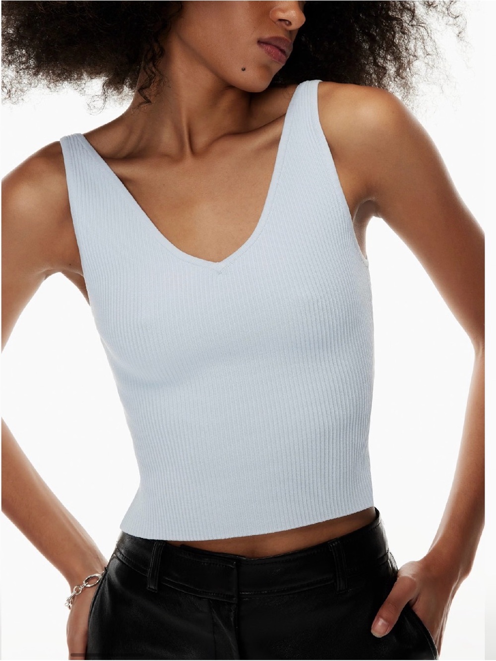 Babaton
Sculpt Knit V-Neck Tank fluid Blue NWOT